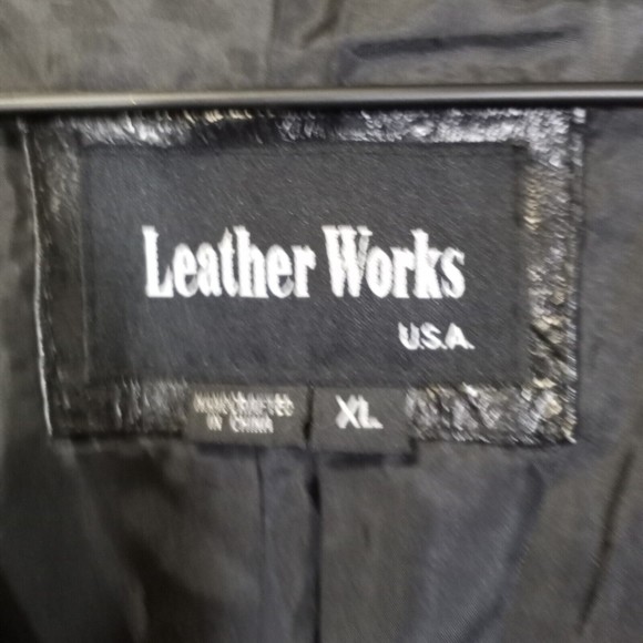 Leather Works Black Patchwork Motorcycle Biker Vest Men’s XL Snap Up - Picture 4 of 6